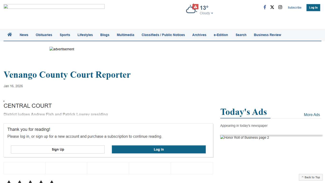 Venango County Court Reporter For the Record thederrick.com