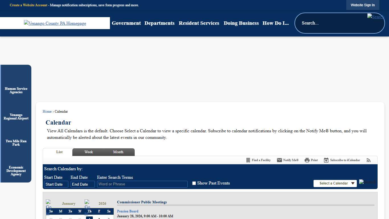Calendar • Venango County, PA • CivicEngage
